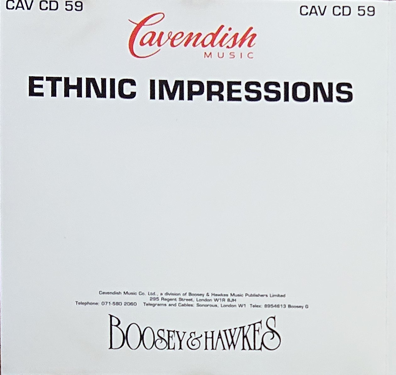 Middle of cover of CAV CD 59